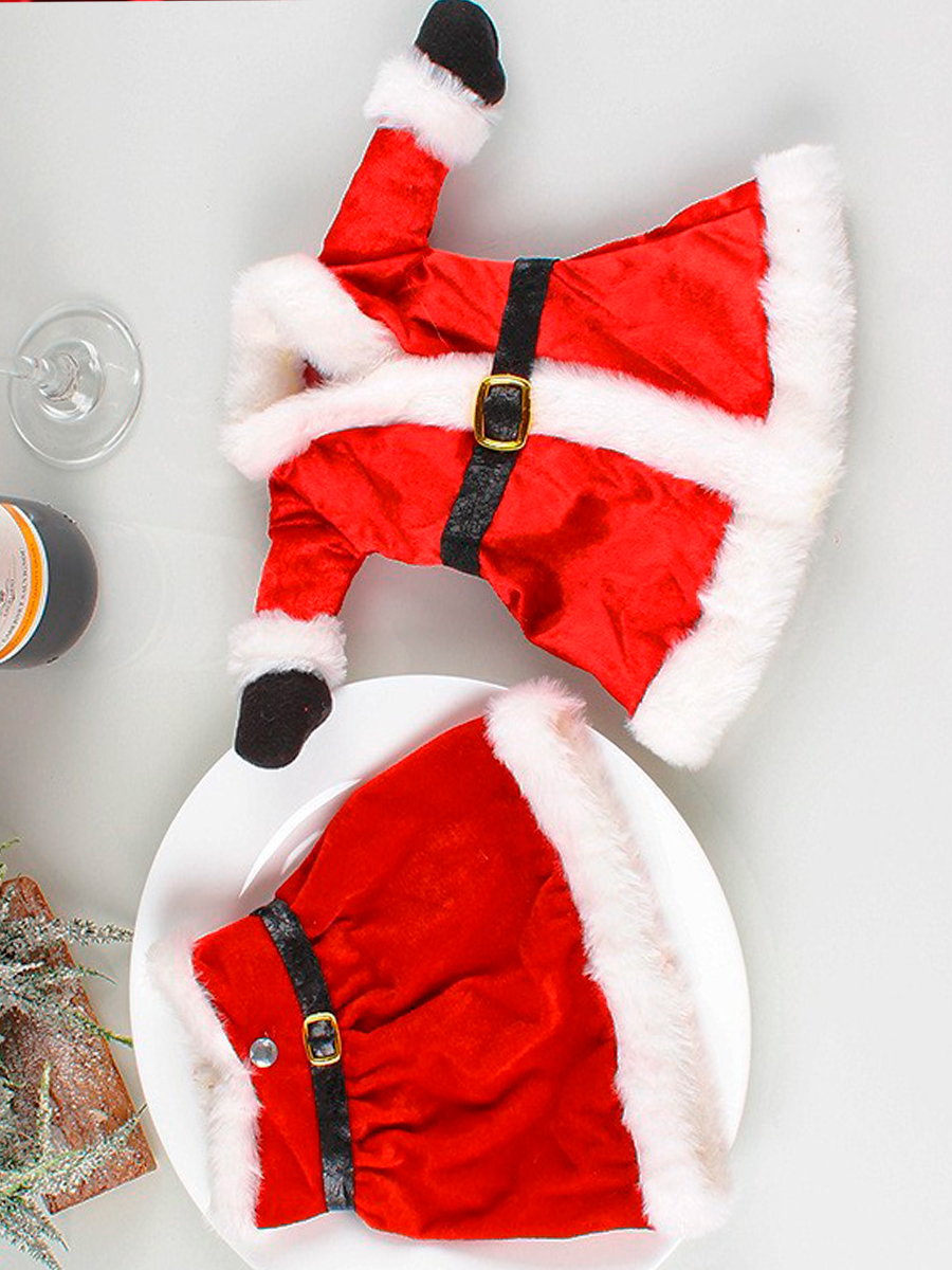 Фото товара 24691, новогодний чехол на бутылку комплект 2 шт